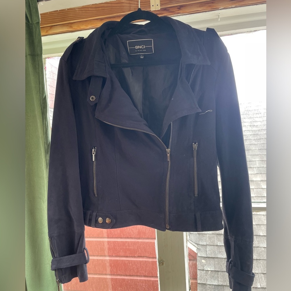 Bland Noir | Faux Suede Moto Jacket